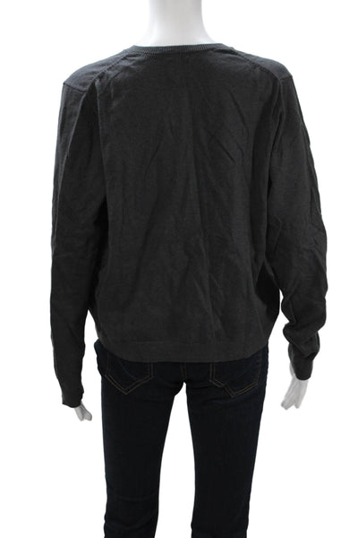 Nic + Zoe Womens Pullover Crew Neck Dark Gray Button Long Sleeve Size XL