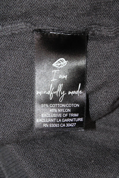 Nic + Zoe Womens Pullover Crew Neck Dark Gray Button Long Sleeve Size XL