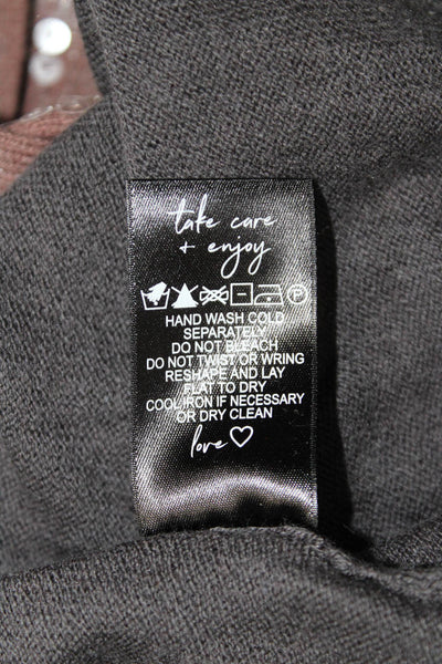 Nic + Zoe Womens Pullover Crew Neck Dark Gray Button Long Sleeve Size XL