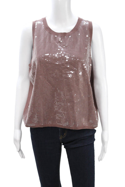 Nic + Zoe Women Brown Sleeveless Round Neck Tank Fall Size XL