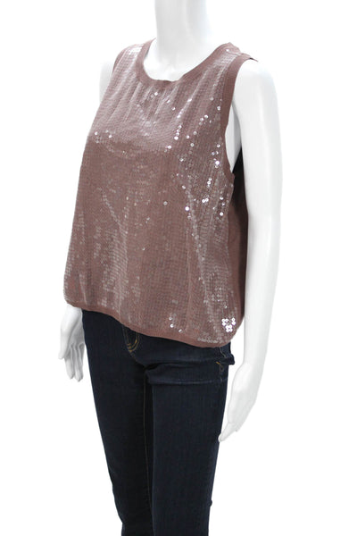 Nic + Zoe Women Brown Sleeveless Round Neck Tank Fall Size XL