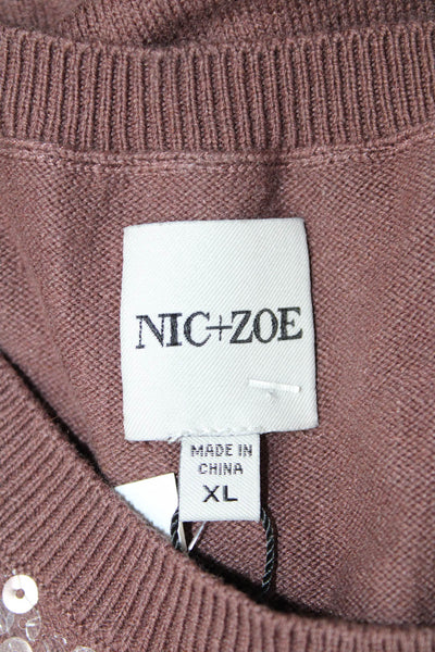 Nic + Zoe Women Brown Sleeveless Round Neck Tank Fall Size XL