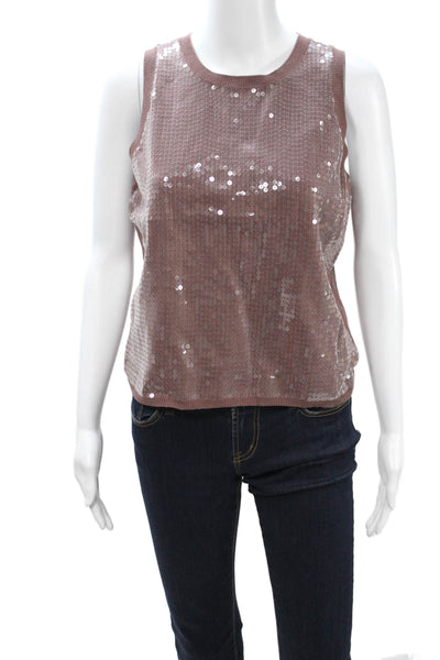 Nic + Zoe Women Sleeveless Crew Neck Brown Tank 90s Size L