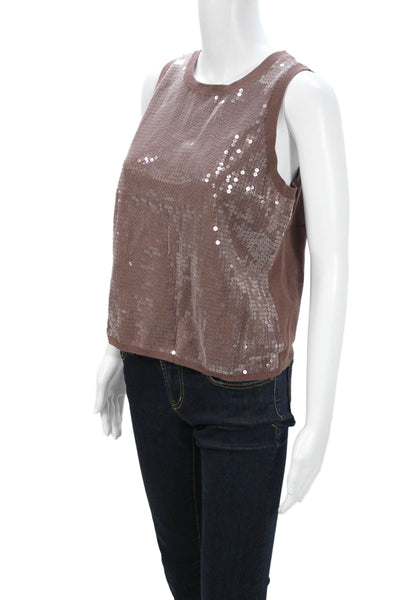 Nic + Zoe Women Sleeveless Crew Neck Brown Tank 90s Size L