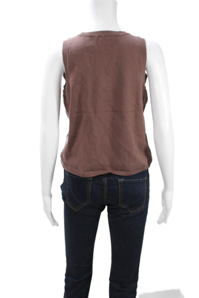 Nic + Zoe Women Sleeveless Crew Neck Brown Tank 90s Size L