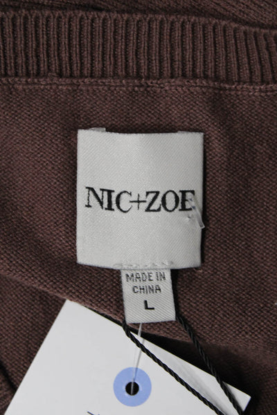 Nic + Zoe Women Sleeveless Crew Neck Brown Tank 90s Size L
