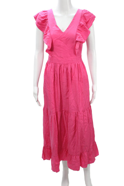 Scotch & Soda Womens Maxi Sundress Pink V Neck Midi Polyester Blend Size XS