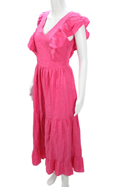 Scotch & Soda Womens Maxi Sundress Pink V Neck Midi Polyester Blend Size XS