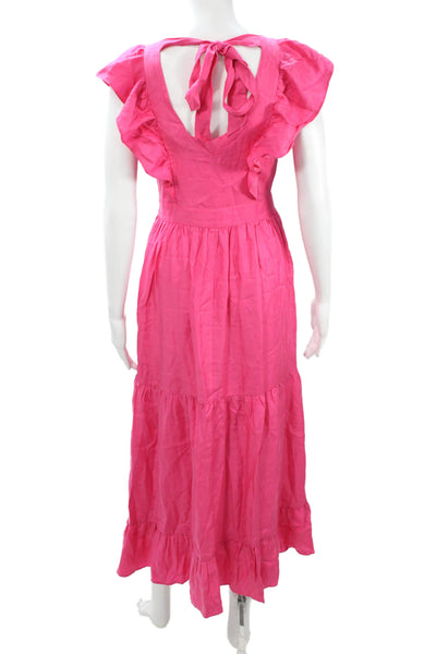 Scotch & Soda Womens Maxi Sundress Pink V Neck Midi Polyester Blend Size XS