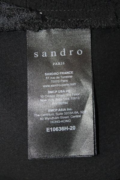 Sandro Womens Blouse Black 3/4 Sleeve Round Neck Polyester Designer Size 2