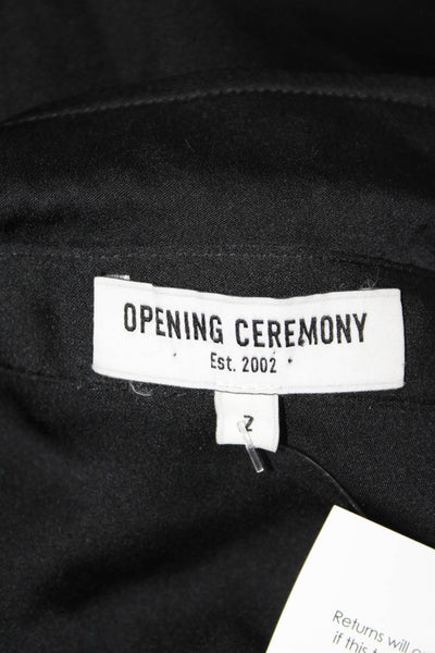 Opening Ceremony Womens Black Silk Lycra Collared Button-Up Long Sleeve Size 2