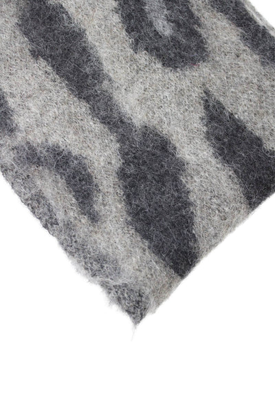 By Malene Birger Womens Animal Printed Knit Scarf Gray Black 84"x16"