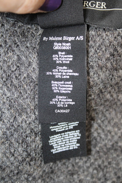 By Malene Birger Womens Animal Printed Knit Scarf Gray Black 84"x16"