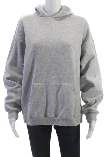 Skims Women Pullover Hoodie Gray Drawstring Long Sleeve Cotton Blend Size S