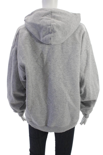 Skims Women Pullover Hoodie Gray Drawstring Long Sleeve Cotton Blend Size S