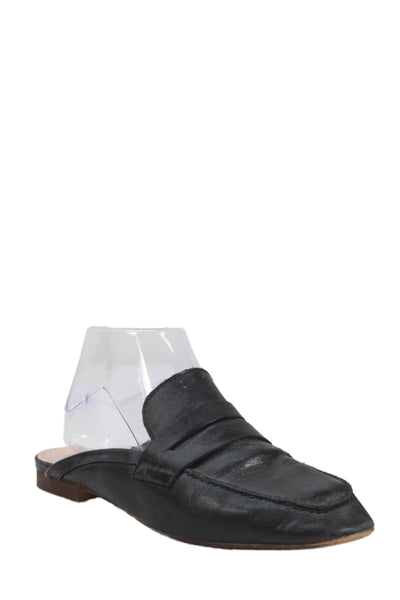 Zara Trafaluc Womens Leather Slide On Mule Flats Black Size 38 8