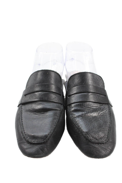 Zara Trafaluc Womens Leather Slide On Mule Flats Black Size 38 8
