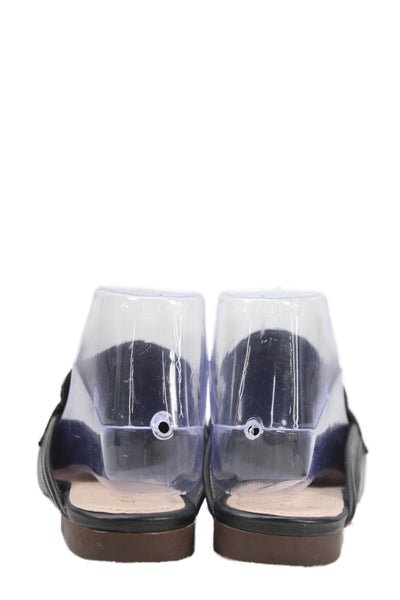Zara Trafaluc Womens Leather Slide On Mule Flats Black Size 38 8