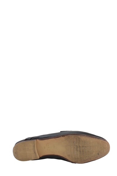 Zara Trafaluc Womens Leather Slide On Mule Flats Black Size 38 8