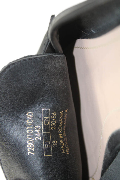 Zara Trafaluc Womens Leather Slide On Mule Flats Black Size 38 8
