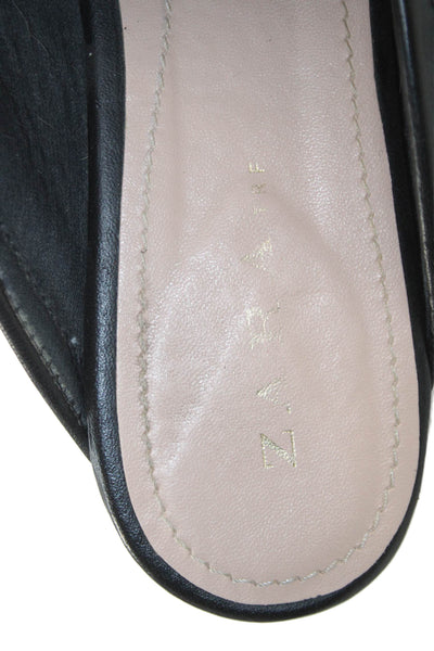 Zara Trafaluc Womens Leather Slide On Mule Flats Black Size 38 8
