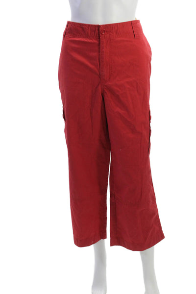 Lauren Jeans Company Womens Plus Cropped Cargo Pants Red 100% Cotton Size 16