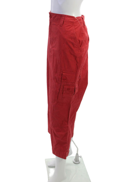 Lauren Jeans Company Womens Plus Cropped Cargo Pants Red 100% Cotton Size 16