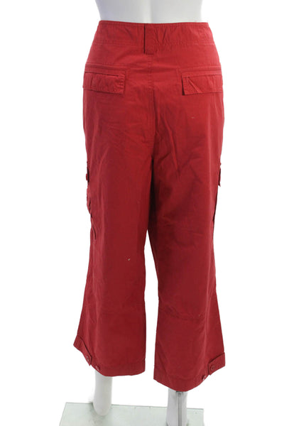 Lauren Jeans Company Womens Plus Cropped Cargo Pants Red 100% Cotton Size 16