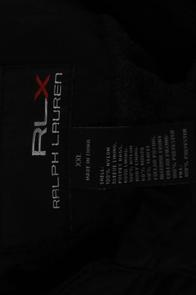 RLX Ralph Lauren Men's Black Nylon Windbreaker Zip Neck Long Sleeve Size 2XL
