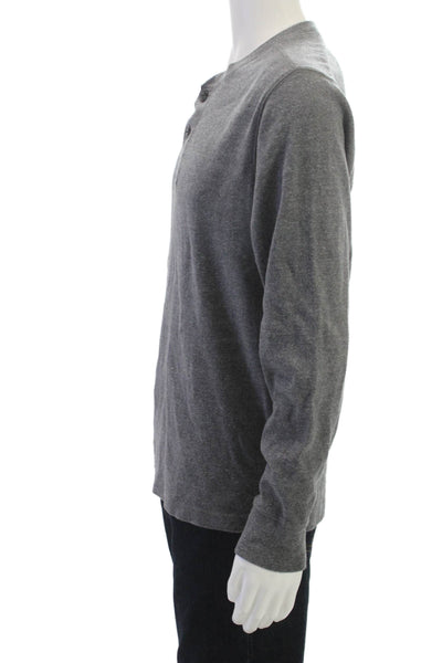J Crew Men Gray Cotton Crewneck T Shirt Long Sleeve Solid Size L