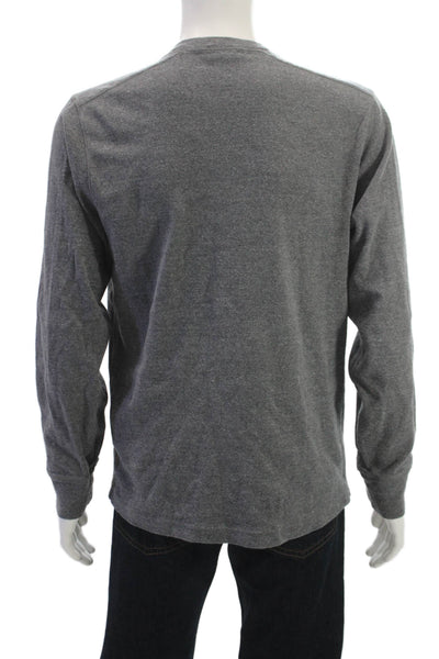 J Crew Men Gray Cotton Crewneck T Shirt Long Sleeve Solid Size L