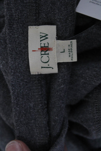 J Crew Men Gray Cotton Crewneck T Shirt Long Sleeve Solid Size L