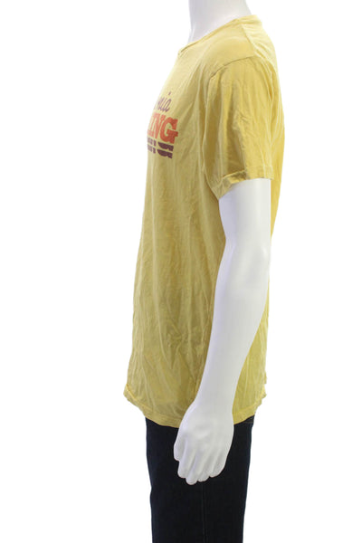 Retro Brand Mens Yellow Graphic Beach T-Shirt 100% Cotton Crew Neck Size L