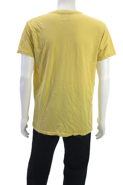 Retro Brand Mens Yellow Graphic Beach T-Shirt 100% Cotton Crew Neck Size L