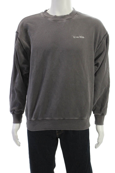 Elwood Mens Dark Gray 100% Organic Cotton Pullover Sweatshirt Crew Neck Size S