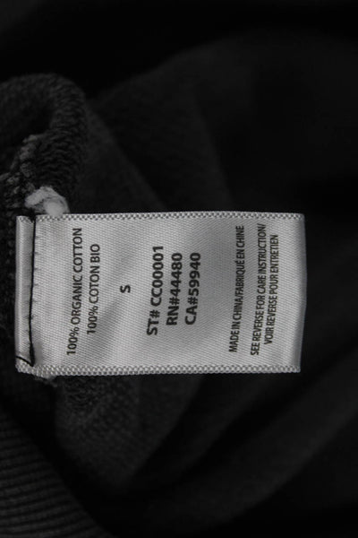 Elwood Mens Dark Gray 100% Organic Cotton Pullover Sweatshirt Crew Neck Size S