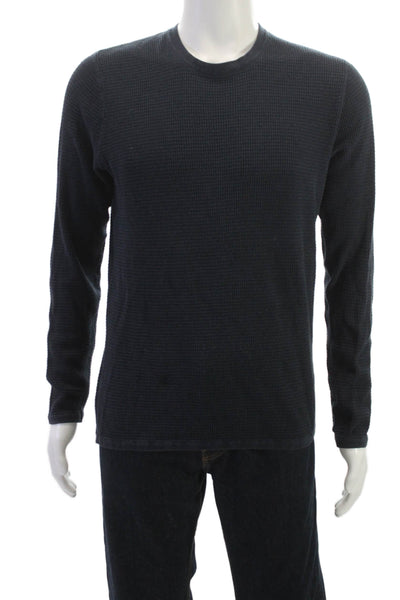 Vince Mens Long Sleeve Crew Neck T Shirt Dark Blue Cotton Blend Size L