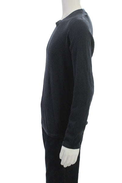 Vince Mens Long Sleeve Crew Neck T Shirt Dark Blue Cotton Blend Size L
