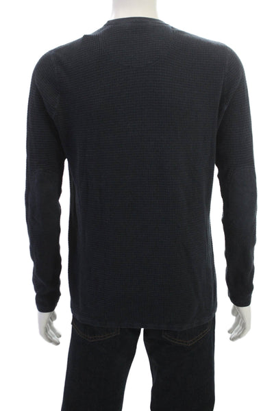 Vince Mens Long Sleeve Crew Neck T Shirt Dark Blue Cotton Blend Size L