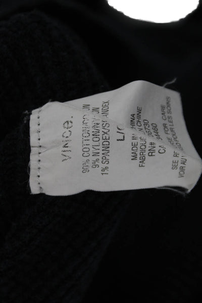 Vince Mens Long Sleeve Crew Neck T Shirt Dark Blue Cotton Blend Size L
