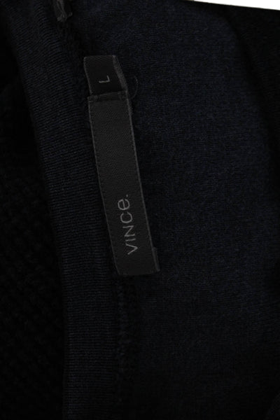 Vince Mens Long Sleeve Crew Neck T Shirt Dark Blue Cotton Blend Size L