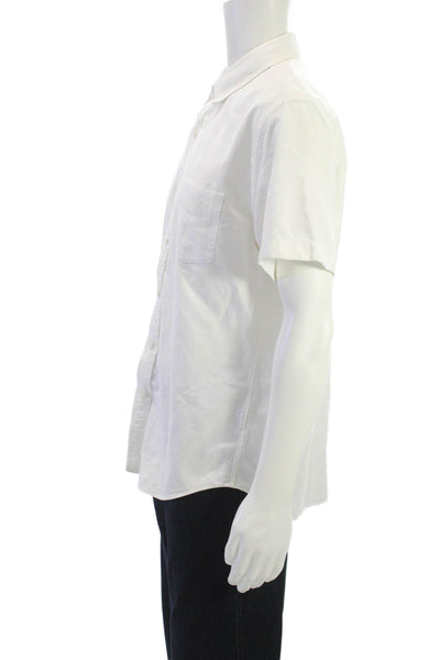 J Crew Mens Button Front Short Sleeve Collared Pocket Shirt White Size Large