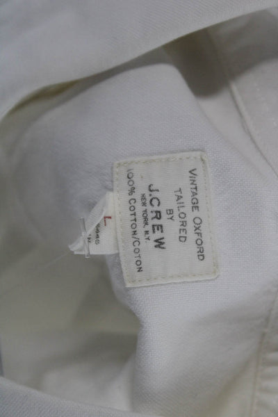 J Crew Mens Button Front Short Sleeve Collared Pocket Shirt White Size Large