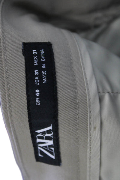 Zara Mens Khaki Dress Pants Beige Polyester Blend Button Fly Size 31