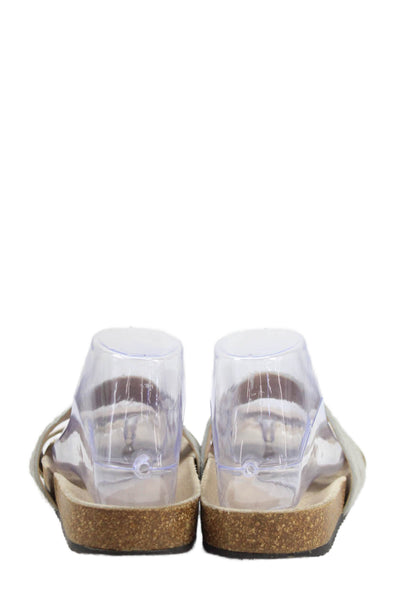 Loeffler Randall Womens Double Strap Slide On Sandals Beige Grey Size 8