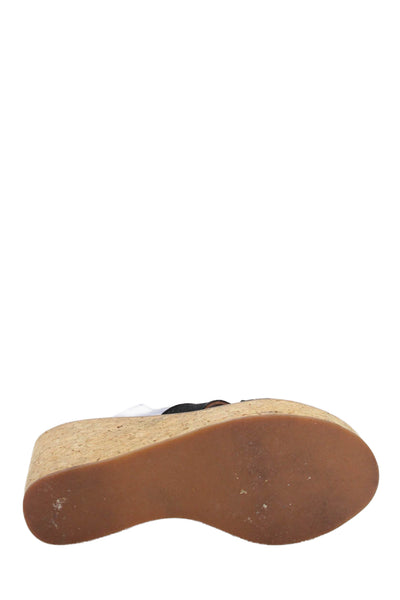 Kjaques St. Tropez Womens Suede Cork Platform Wedge Sandals Black Size 39 9