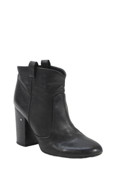 Laurence Dacade Womens Leather Western Ankle Boots Black Size 38.5 8.5