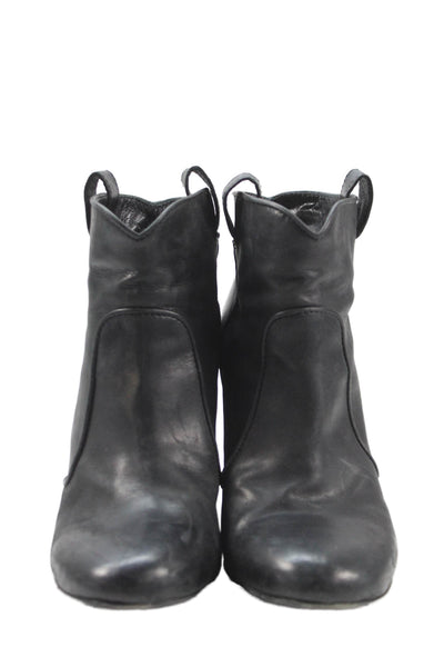 Laurence Dacade Womens Leather Western Ankle Boots Black Size 38.5 8.5