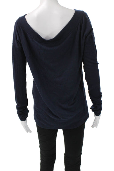 Athleta Women V-Neck Long Sleeve Modal Blend Basic Top Dark Blue Size XS