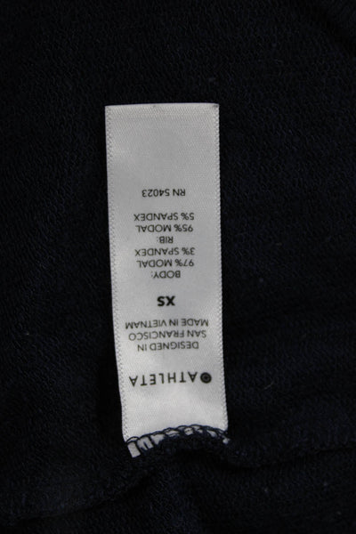 Athleta Women V-Neck Long Sleeve Modal Blend Basic Top Dark Blue Size XS
